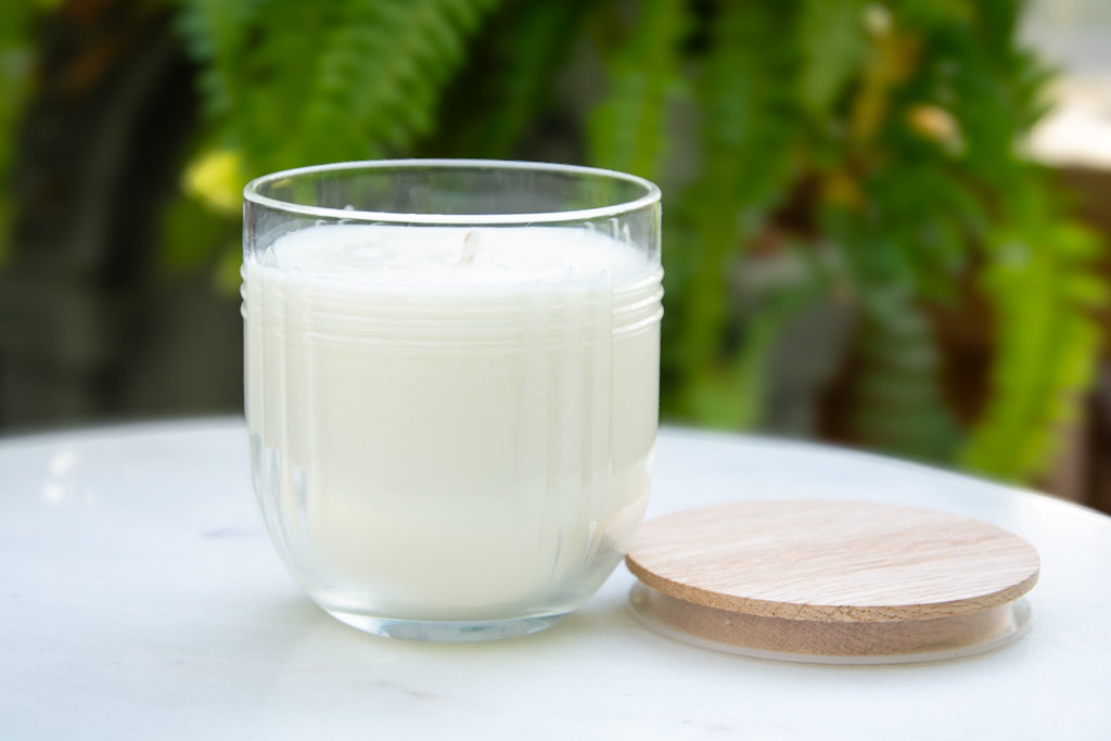 The Chicago fragrance free candle with oak lid by Unscented Candle Company