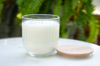 The Chicago fragrance free candle with oak lid by Unscented Candle Company