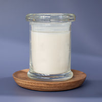 The Naples unscented candle in clear glass vessel with glass lid, made in USA by Unscented Candle Company