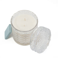 Top view of The Paris fragrance free candle on white background 