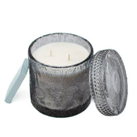 The Ubud fragrance free candle with geometric lid by Unscented Candle Company on white background