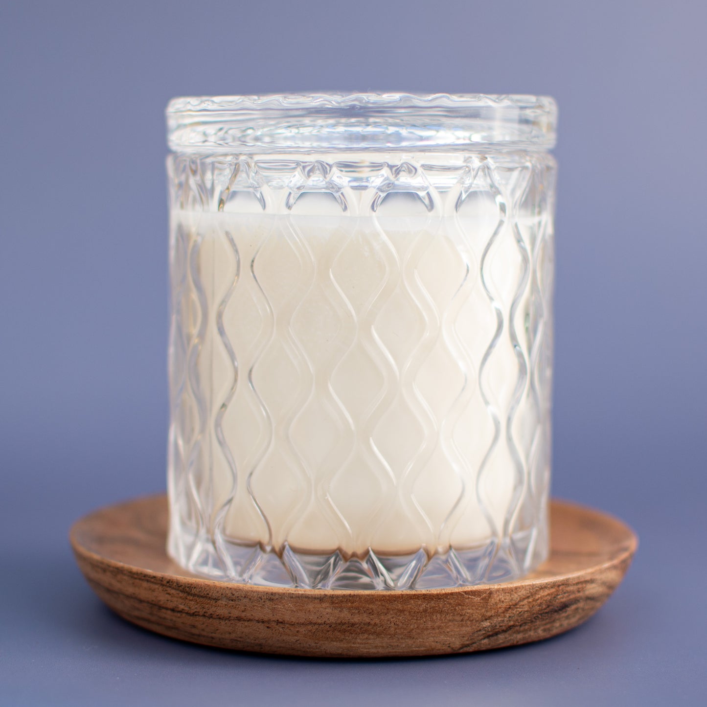The Vienna unscented candle in embossed diamond lattice glass vessel with lid by Unscented Candle Company