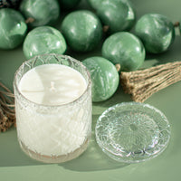 The Vienna fragrance free candle by Unscented Candle Company on green background